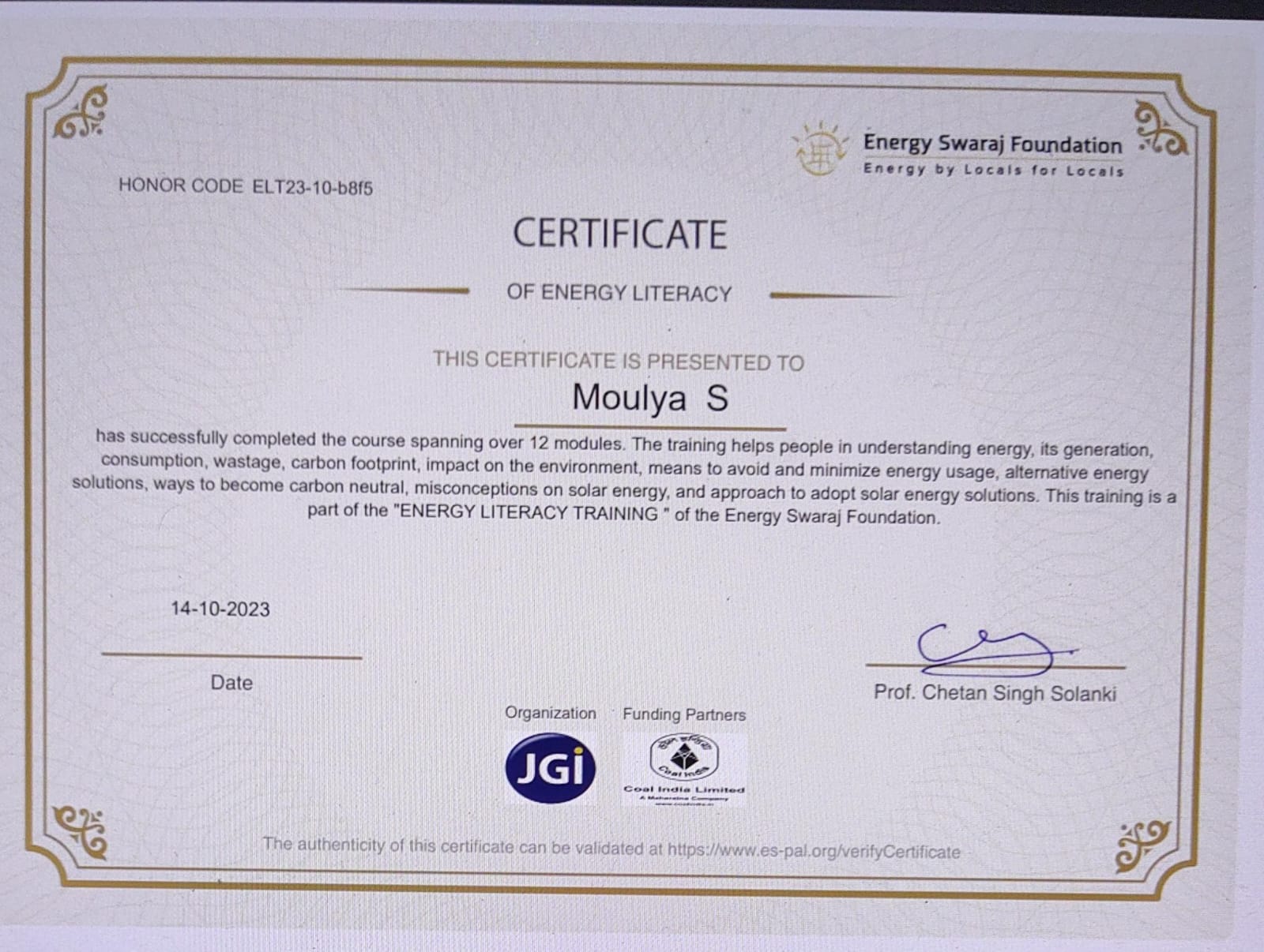 Energy Literacy Certificate Icon